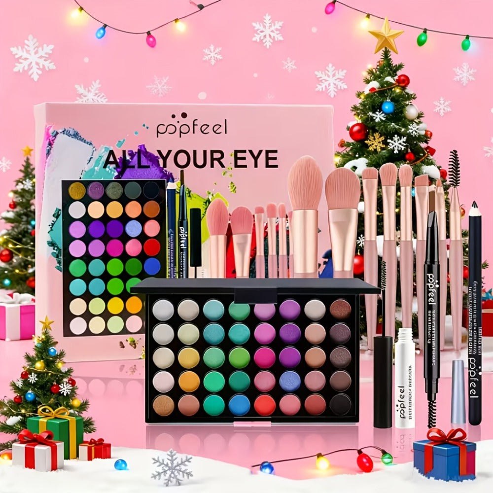 Makeup Kit Full Face All in One Eyeshadow Palette Blush Powder Foundation Mascara Brush Set Berry Neutral Shades for Women Beginners Daily Travel Party Gift - product image 12