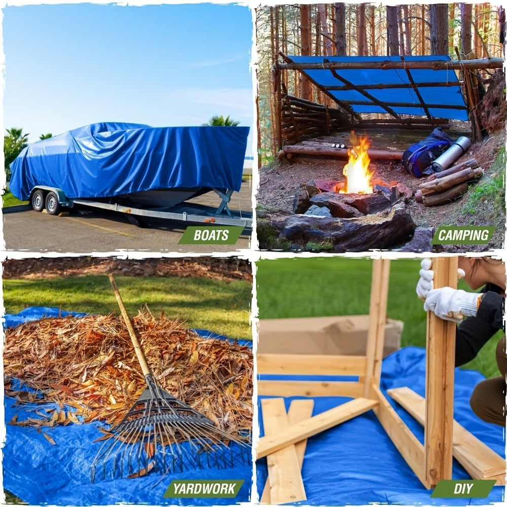 Heavy Duty Tarp Waterproof UV Resistant Tarpaulin – Thickened PE Double-Sided Blue Orange Rainproof Sun Shade Cover with Grommets & Rope for Outdoor Camping Garden Vehicle Boat Pro - product image 6