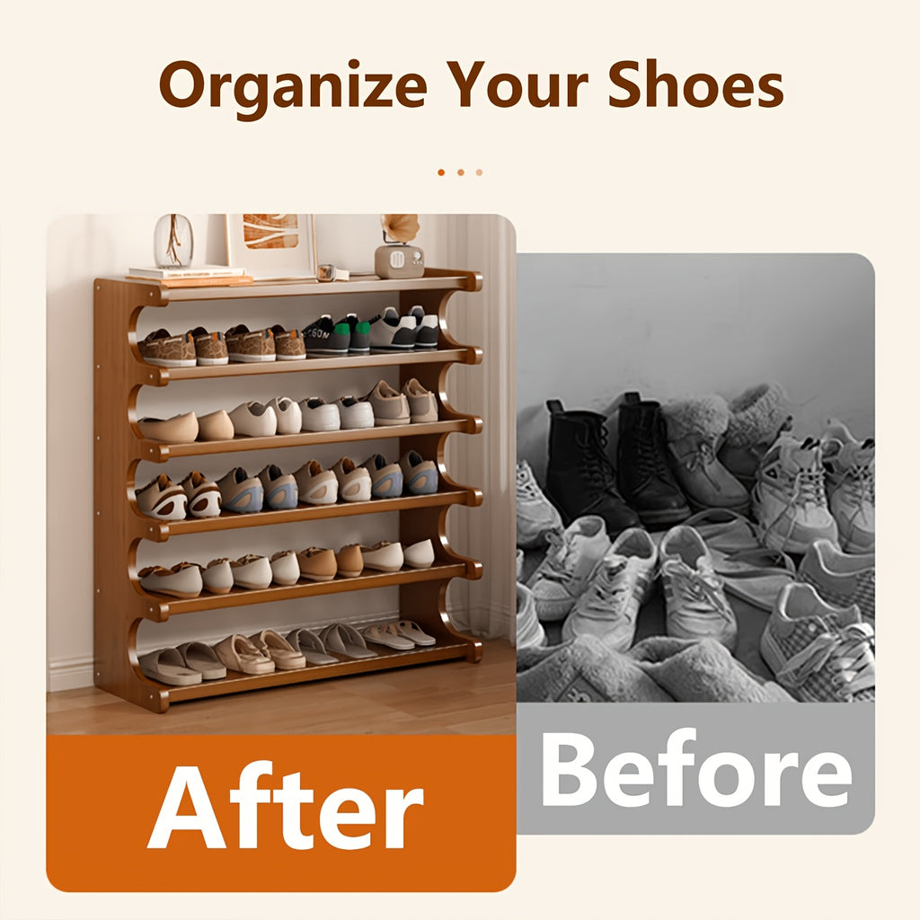 3/5/6-Tier Bamboo Shoe Rack - Bamboo Shoe Storage Solution - Multi-Tier Freestanding Organizer - Easy to Assemble and Space-Saving - Suitable for Entryway - product image 10