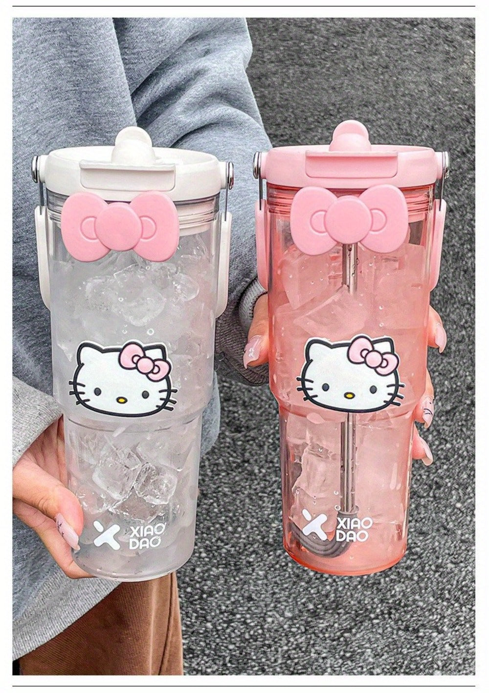 Hello Kitty Water Bottle with Straw 30 Oz – Large Capacity Cartoon Tumbler for Women & Girls – Portable Outdoor Sports Cup with Bow & Sticker – Cute Kawaii Plastic Drinkware Gift - product image 12