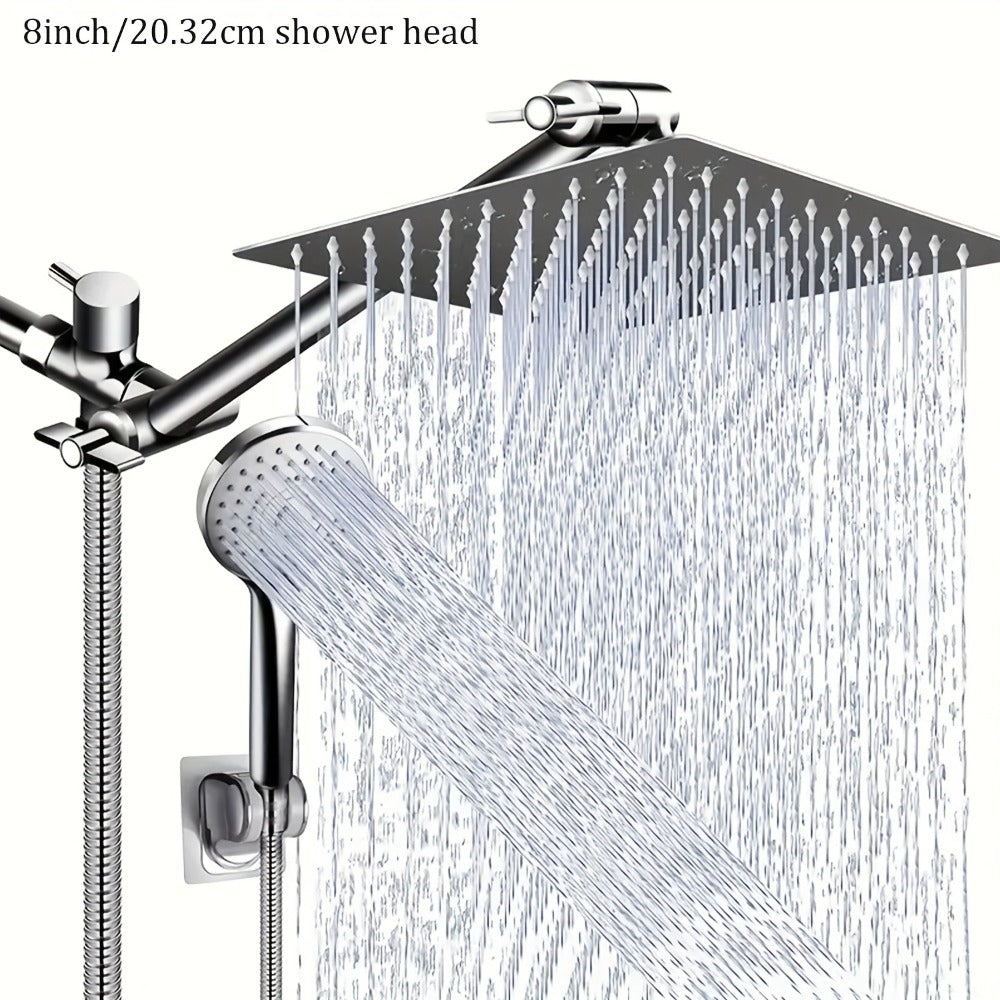 Rain Shower Head with Handheld Spray Combo 8 10 12 Inch High Pressure Rainfall Showerhead Adjustable Arm Wall Mount Chrome Black Bathroom - product image 9