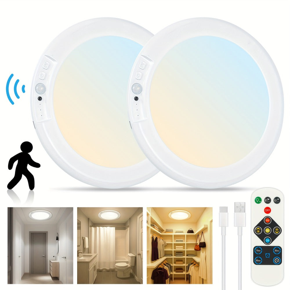 Rechargeable LED Ceiling Light with Motion Sensor – Remote Control Dimmable, 3 Color Temps 3000K/4500K/6500K, 10 Brightness Levels, Battery Operated Closet Light for Bathroom Hallw - product image 6