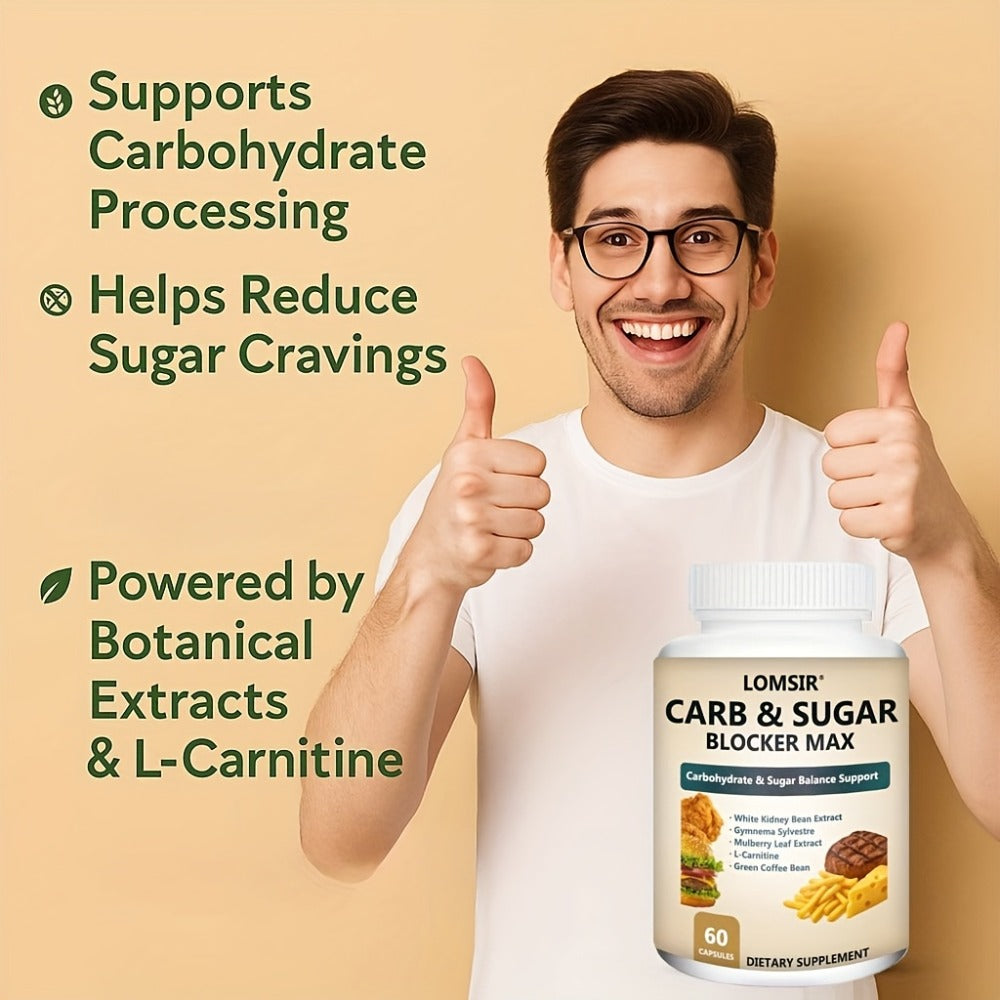 Carb & Sugar Blocker Supplement with White Kidney Bean Extract, Gymnema Sylvestre, Mulberry Leaf & L-Carnitine — Blood Sugar Balance & Weight Management Support, 60 Capsules for Wo - product image 6