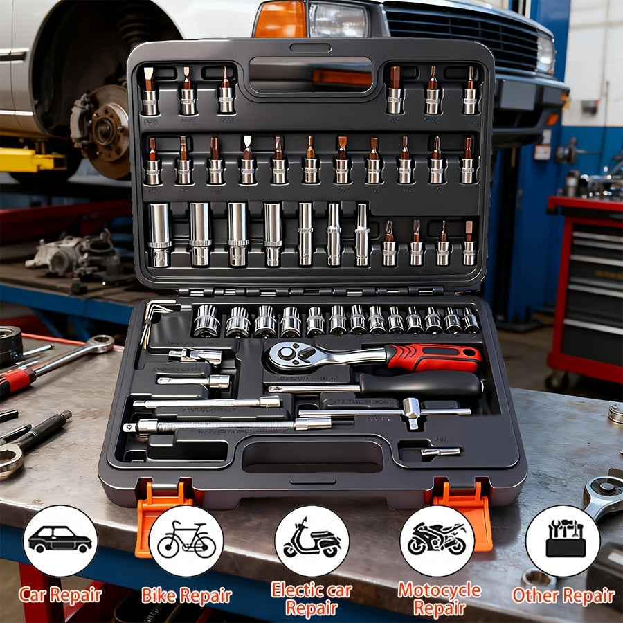 34pcs Impact Socket Set with 1/2" Drive Or 53pcs Tool Set Or 50pcs Impact Socket Set with 3/8" Drive, SAE (5/16" to 3/4") and Metric (8 to 22mm) Sizes, 6-point - product image 10