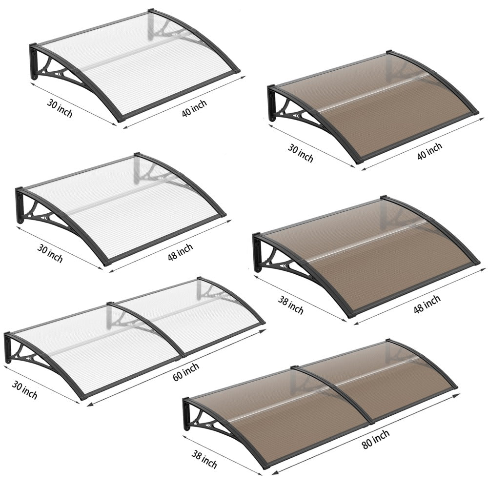 Window Awning Door Canopy Polycarbonate Overhang – UPF 50+ UV & Rain Protection, Leak-Proof Hollow Sheet, Weather-Resistant Outdoor Patio Awning for Doorways, Windows, Storefronts  - product image