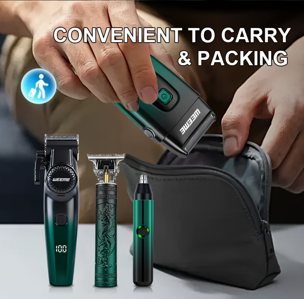 Hair Cutting Set 4pcs Professional - Electric Hair Clipper, Electric Shaver, T-Blade Trimmer & Nose Hair Trimmer, Gradient Green Gift Box, Precise Grooming Kit for Home Use & Gift - product image 14