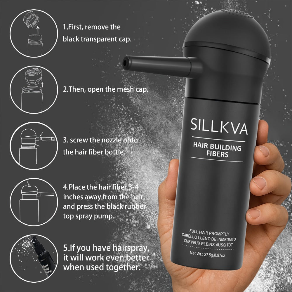 Hair Fibers Spray Applicator Kit Instant Thickness for Thinning Hair & Bald Spots SILLKVA 7 Shades Precision Spray Natural Coverage Hair Loss Concealer Men & Women 0.97oz - product image 10