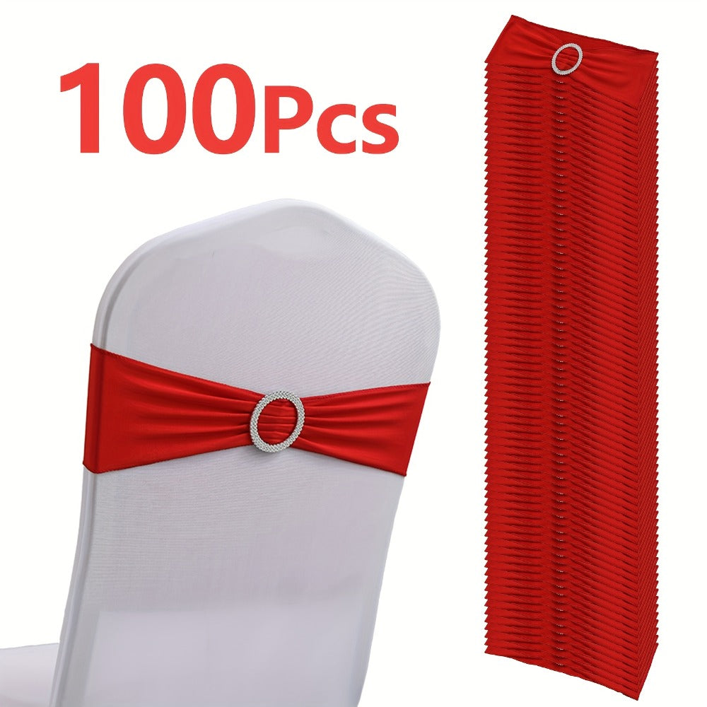 Chair Sashes for Wedding 100pcs Stretch Spandex Elastic Chair Sash Bands with Buckle for Dining Chairs Banquet Party Event Decor - Bulk Set Multiple Colors - product image 5