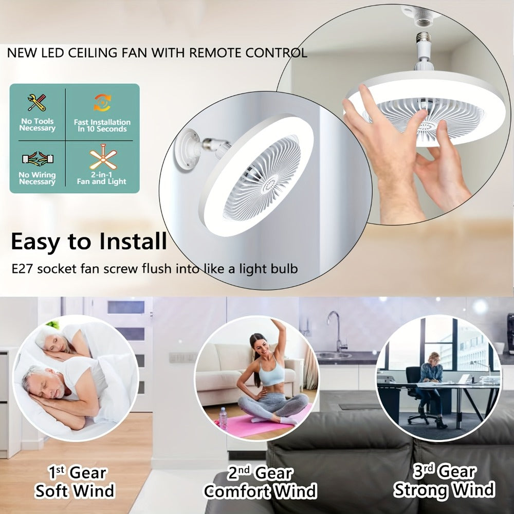 Ceiling Fan Light with Remote Control, Dimmable LED 3000-6500K, 3-Speed Fan, E26 Base, 360° Adjustable Universal Joint, Timed Night Light, Room Decor White & Gray - product image 8