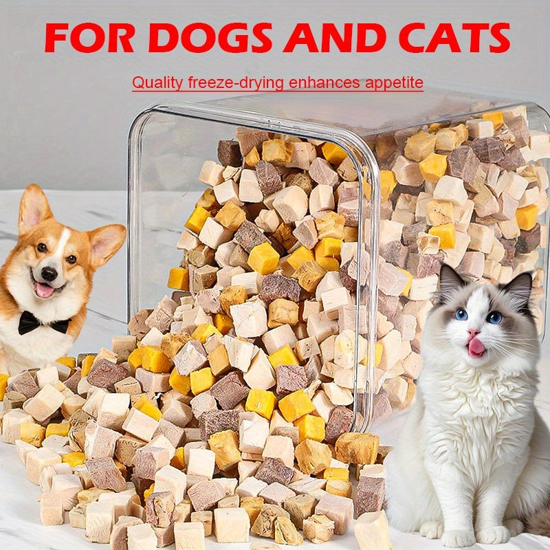 Freeze-Dried Dog Treats 150g Triple Combo – Beef Liver, Chicken & Egg Yolk Grain-Free High Protein Crunchy Bites for Small Dogs, Puppies, Poodles & Bichons - product image