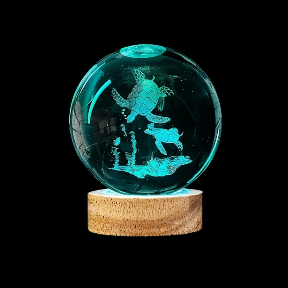 3D Sea Turtle Crystal Ball Night Light – LED Color Glow Glass Orb Lamp with Bamboo Base, Ocean Animal Figurine Desk Light for Home Bedroom Decor, Unique Gift for Turtle Lovers, Eld - product image 8