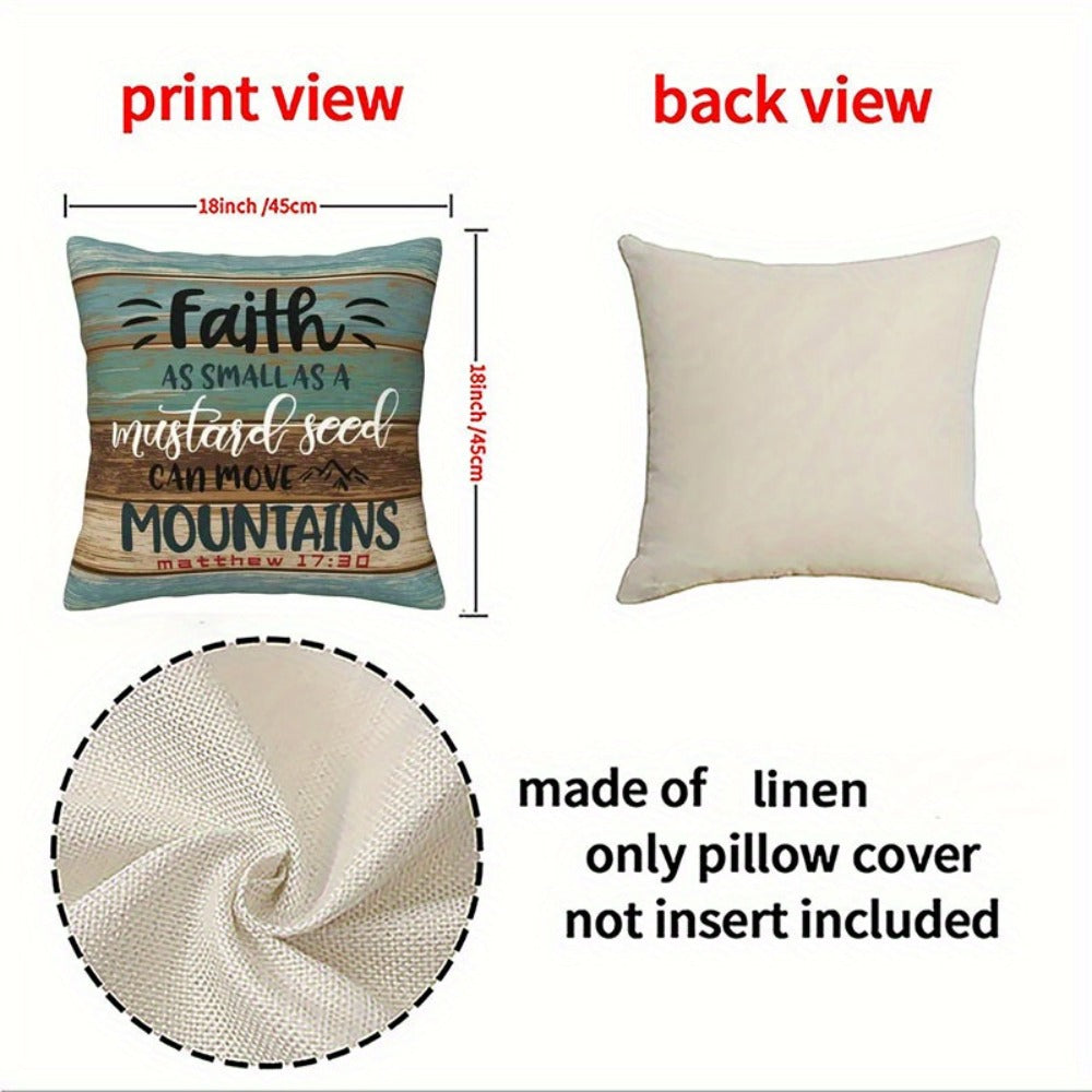 Throw Pillow Covers Scripture Quotes 4 Pack Decorative Linen Cushion Covers Inspirational Bible Verse for Sofa Couch Bedroom Living Room Home Decor 18x18 Inch No Insert - product image 7