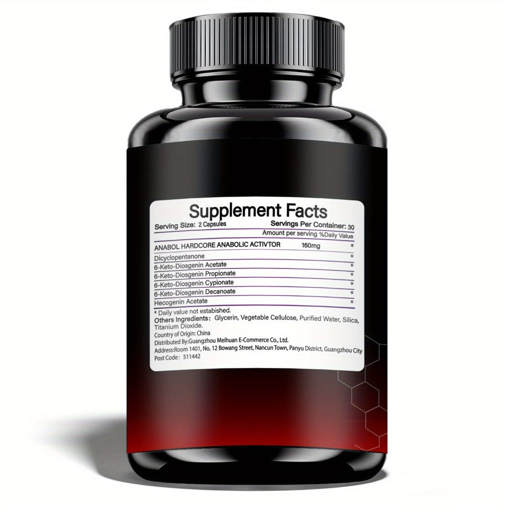 Anabol Hardcore Anabolic Activator for Men — Advanced Energy, Strength & Muscle Performance Formula with 6-Keto-Diosgenin & Hecogenin | Daily Wellness Support | 60 Capsules | 1-3 B - product image 2