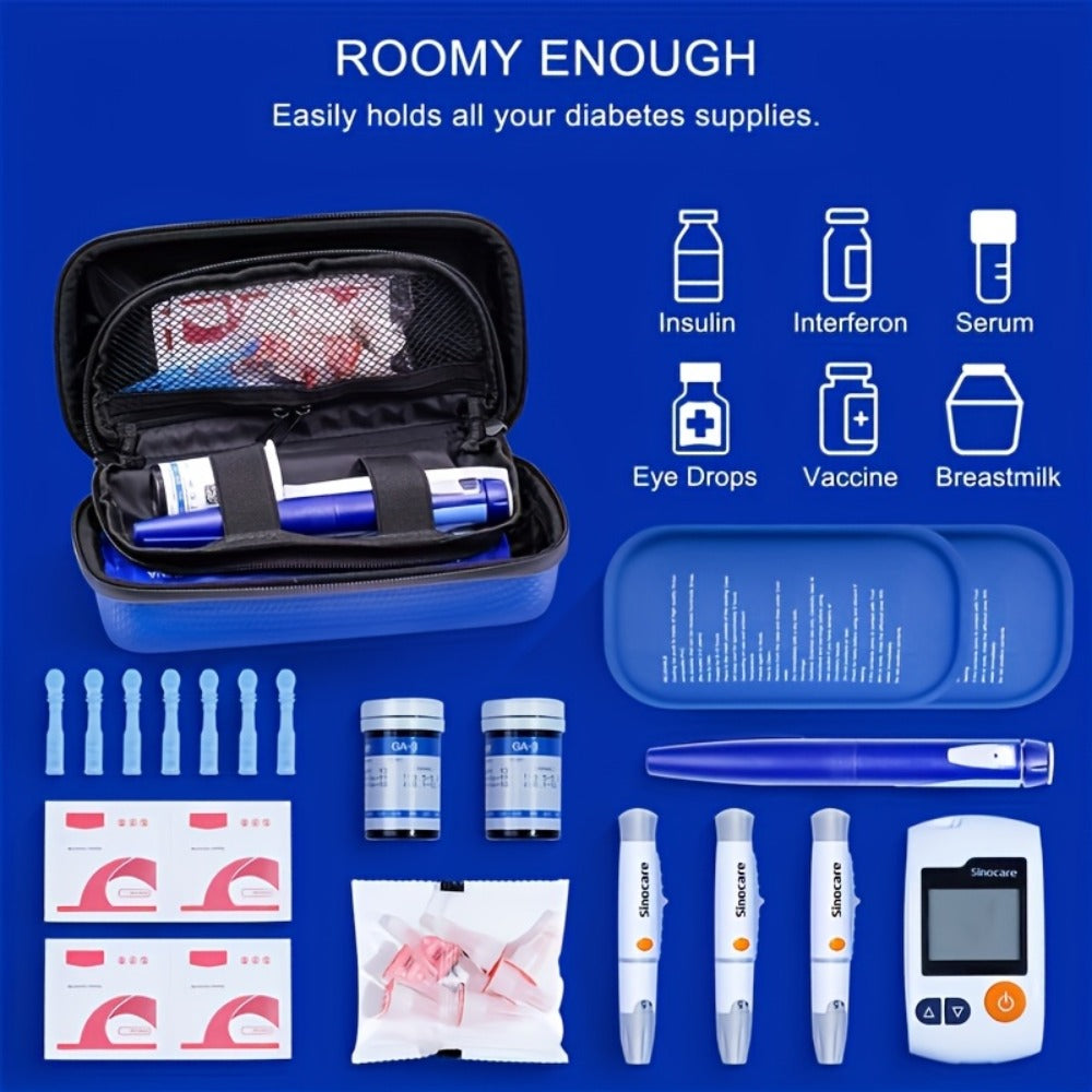 Insulin Cooler Travel Case 24 Hour Refrigerated Medication Case Temperature Display Wristband 2 Reusable Ice Packs Diabetic Insulin Pen Cooler Black Blue - product image 9