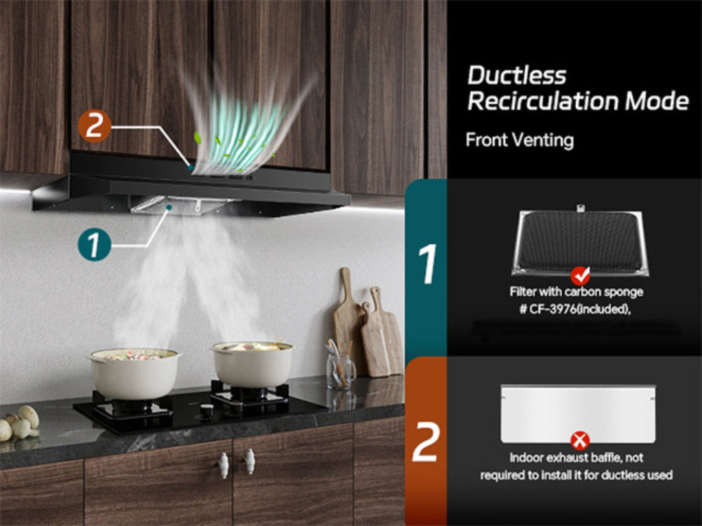 Range Hood 36 Inch Under Cabinet Ducted Ductless Convertible Stainless Steel 350CFM 2-Speed Exhaust Fan LED Light 3-Layer Aluminum Mesh Filter Top Rear Venting Kitchen Vent Hood - product image 31