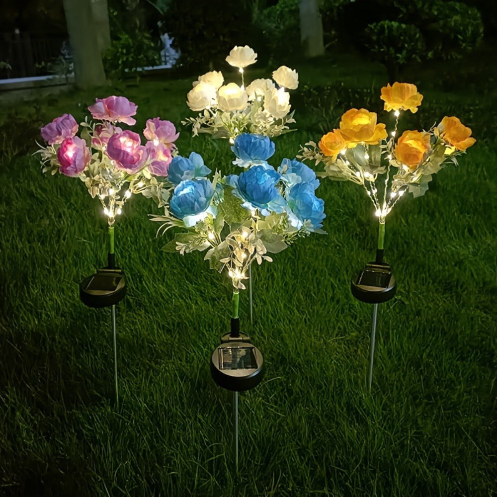 Solar Peony Flower Light 2PCS IP65 Waterproof - 84 LED Artificial Blooms 14 Fancy Lights Solar Powered Outdoor Garden Stake Lights for Lawn Yard Patio Holiday Decor Mother's Day Gi - product image 2