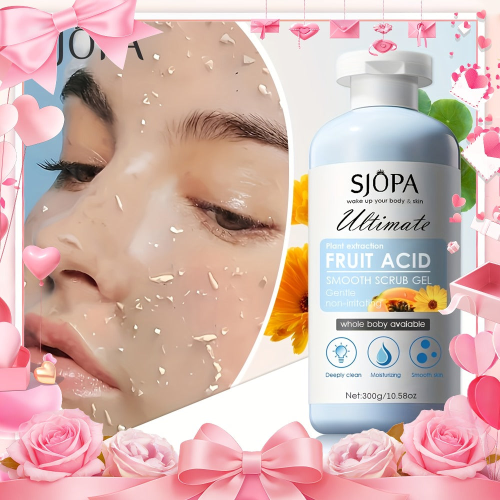 Body Scrub Exfoliating Gel Set 300g with Bath Cloth — Aloe Vera Papaya Chamomile Deep Cleansing Moisturizing Whole Body Scrub for Women Men All Skin Types, Brightening Spa Gift - product image