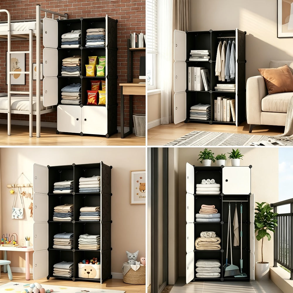 Modular Storage Cabinet with Magnetic Door, 3-Tier & 4-Tier Closet Organizer, Large Capacity Wardrobe Storage Unit, Dust-Proof Odor-Free Stackable Shelves, Easy Assembly for Bedroo - product image 12
