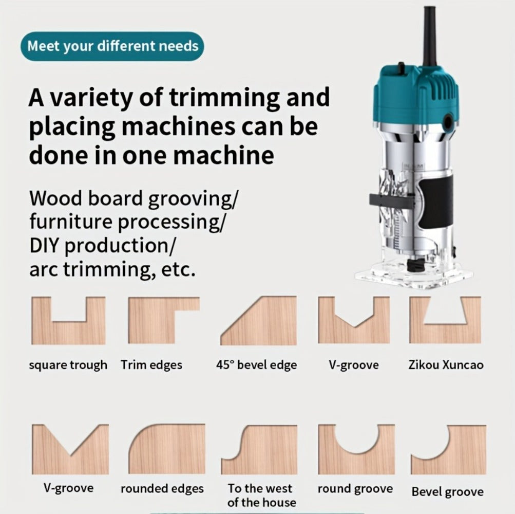 Wood Router 800W Trim Router for Woodworking - 35000RPM Electric Router with Edge Guide, Roller Guide, 6-Speed Adjustment for Precise Trimming, Profiling & Milling - product image 14