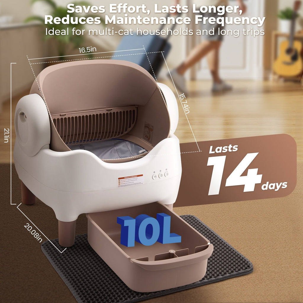 App Control, Open-Top Design, 10L Waste Bin, Ultra-Quiet <20dB, Infrared Safety Sensors, Kitten Mode for Multi-Cat Homes – Smart Self-Cleaning Cat Litter Box - product image 2