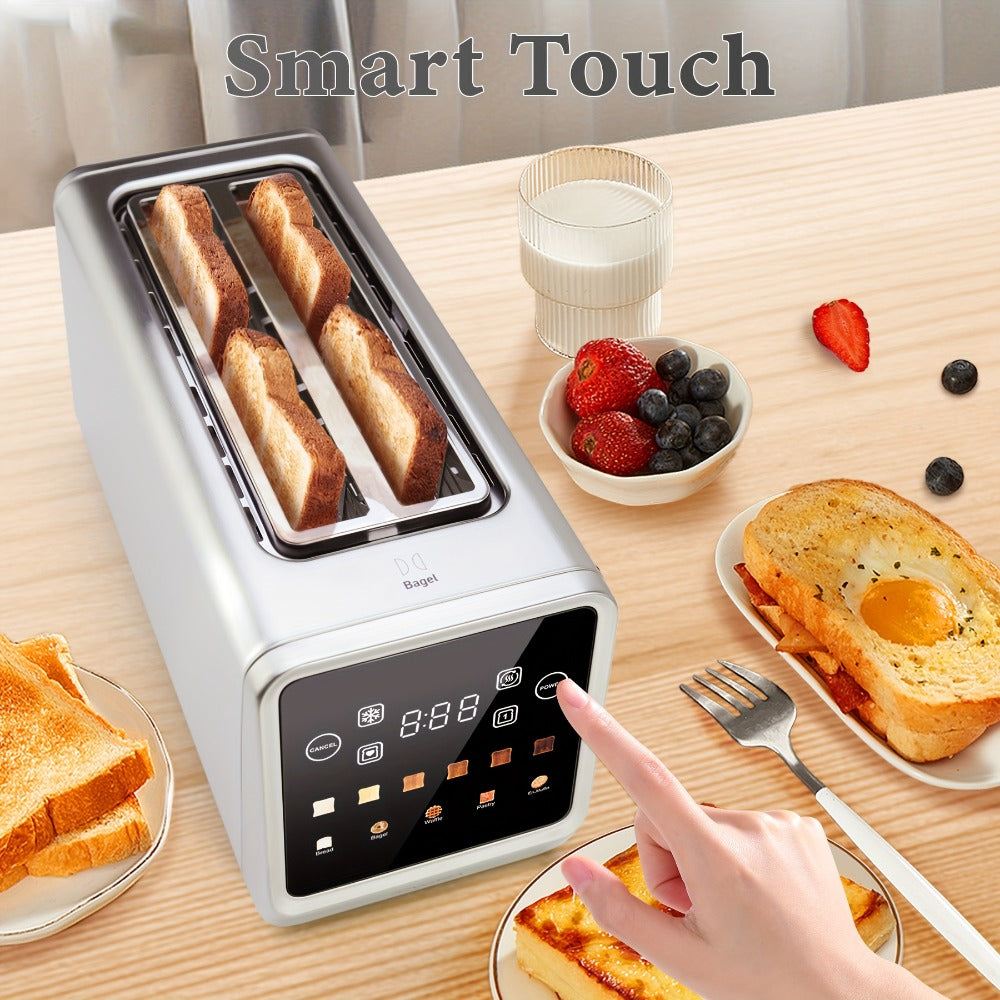 4-Slice Toaster Long Slot Stainless Steel – Touch Screen LED Display, 1.5" Wide Slots, Countdown Timer, Memory Function, Dual Control, 6 Shade Settings - product image 5