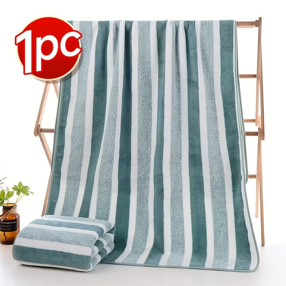 Striped Bath Towel Set 1 or 4 Pack 346GSM - 100% Polyester Super Soft Skin Friendly Absorbent Quick Dry | 70x140cm 27.6x55.1in | Green Gray Red Multi-Color | Home Bathroom Beach Es - product image 16
