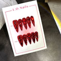 Long Press On Nails Water Drop Shape 10pcs 1.3 Inch Y2K Big Red Glass Glitter Luxury Handmade Reusable Salon Quality Spring Summer Wedding Party Birthday Gift Fake Nails S M L Size - product image 14