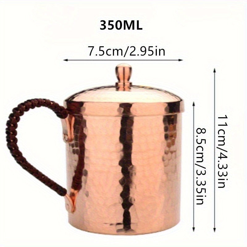 Moscow Mule Mug Hammered Copper 550ML – Heavy Gauge Traditional Cocktail Mug for Moscow Mule, Beer & Cold Drinks – 100% Handcrafted Pure Solid Brass Cup with Rose Gold Finish