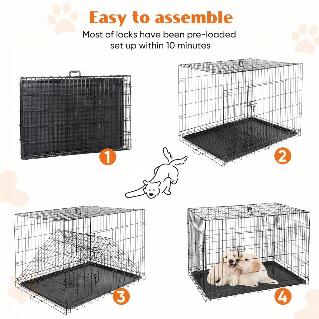 36 Inch Carry-along Reinforced Kennel for Indoor & Outdoor Use | Folding Metal Dog Crate with Divider & Removable Tray - product image 8
