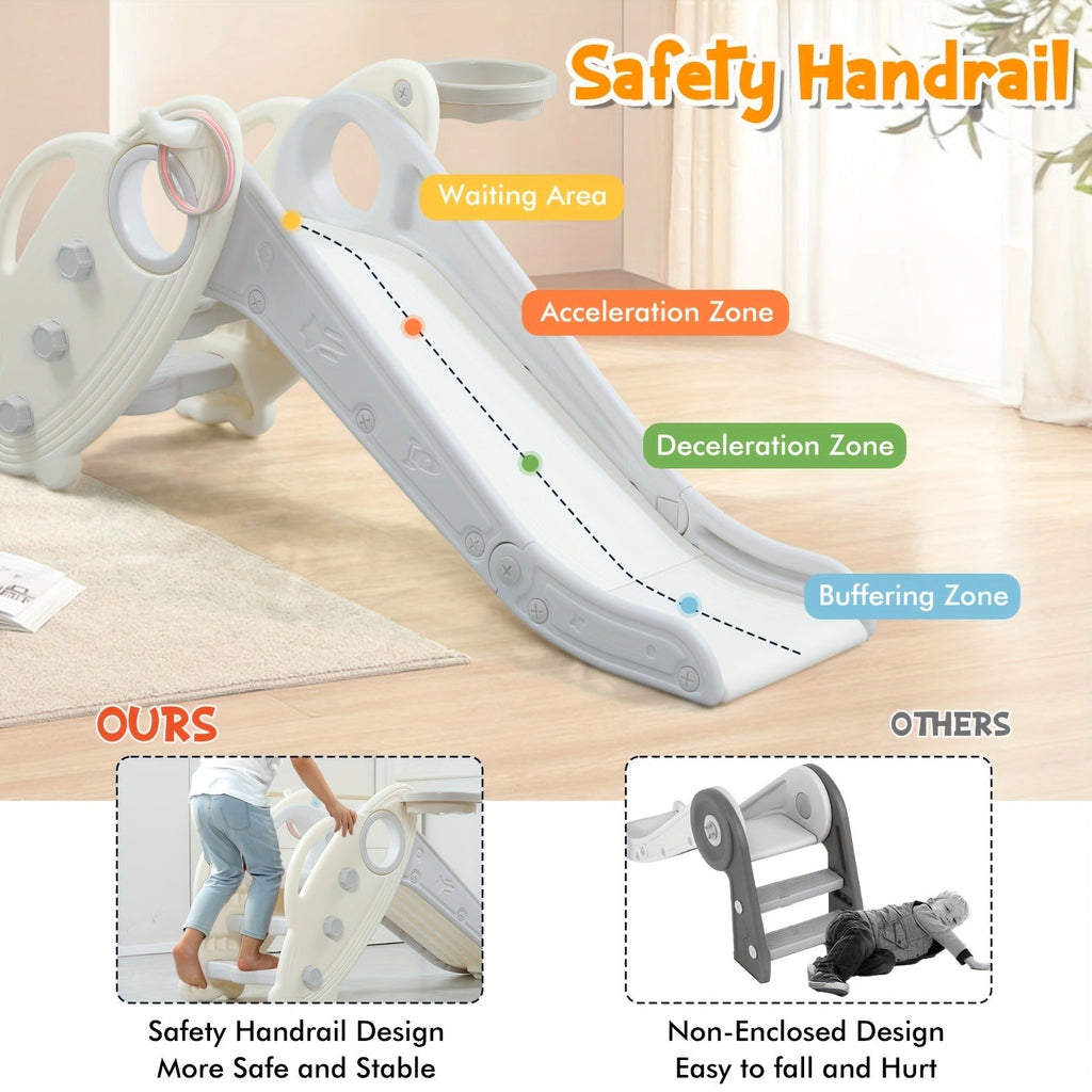 Foldable Toddler Slide for Indoor & Outdoor | Kids Home Climbing Play Set, Birthday Gift for Boys & Girls | Non-Slip Steps, Safe Handrail, Anti-Slip Mat, Extra-Long Buffer Slide