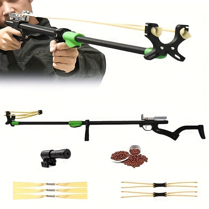 Telescopic Tactical Slingshot | Adjustable Length for Hunting Fishing Outdoor | Heavy-Duty Metal Long Pole Hunting Slingshot with Shoulder Stock for Adults - product image