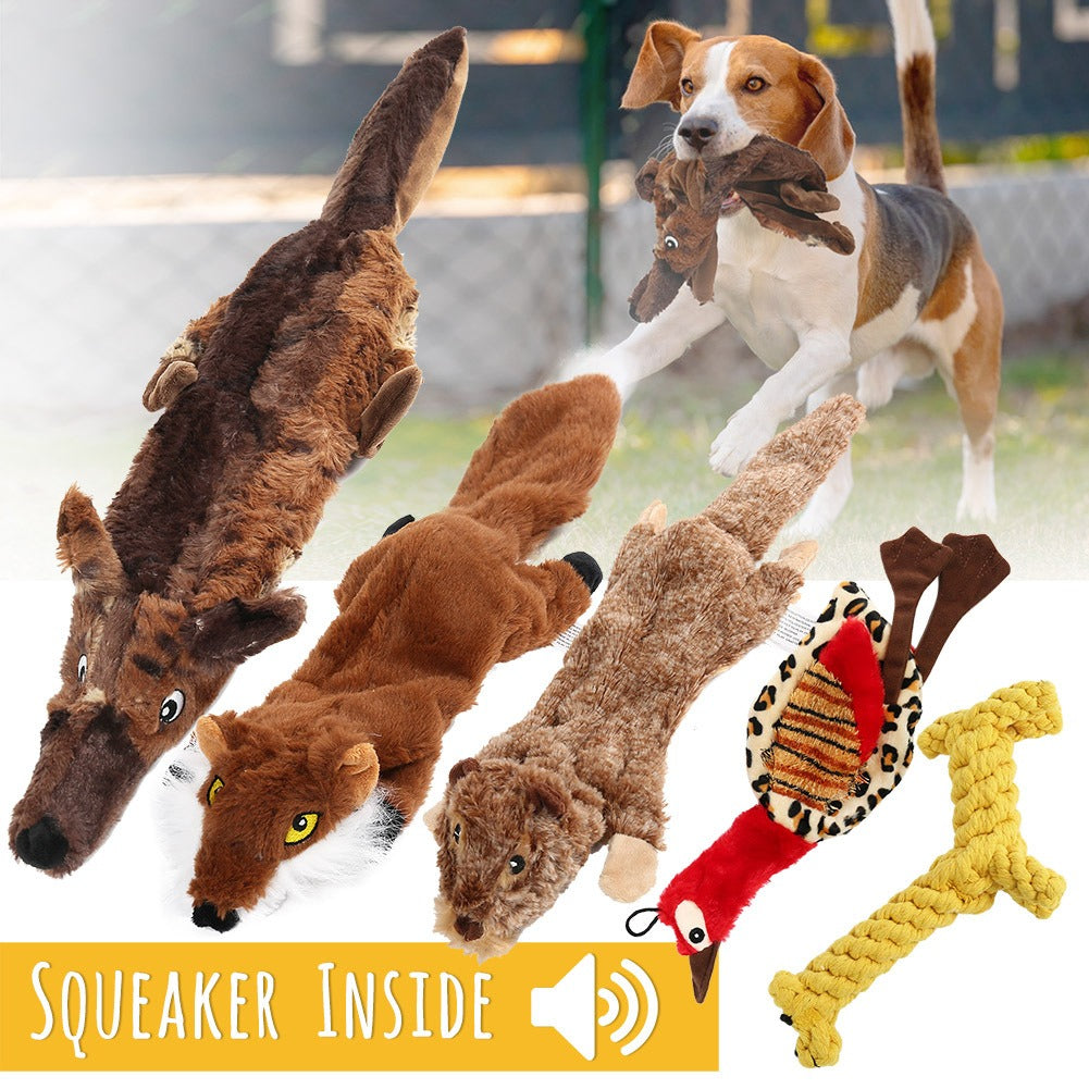 Squeaky Dog Toys 5-Pack No Stuffing Plush Chew Toy Bundle | Durable Animal Toys for Small Medium Large Dogs, Double Squeaker Puppy Teething Toy Set with Bonus - product image 10