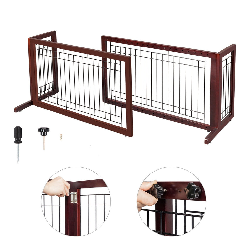 Freestanding Pet Gate for Dogs & Cats | Solid Wood Dog Gate for House, Adjustable 40" to 71" Wide, Indoor Dog Fence for Doorways Stairs Hallways, No-Drill - product image 11