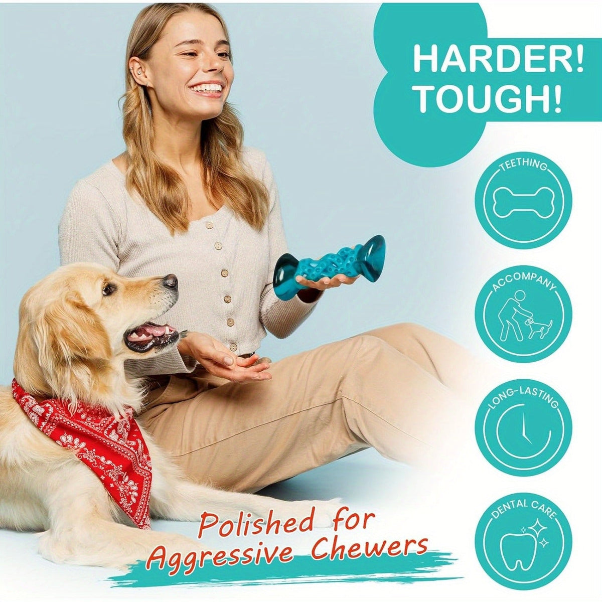 Tough Durable Dog Bone for Super Chewers, Long Lasting Chew Toys for Medium Large Breed Dogs, Teeth Cleaning & Boredom Relief | Indestructible Dog Chew Toy - product image 6