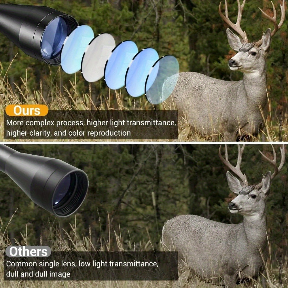 Four-Hole Picatinny Mount Adjustable Tactical Optical Scope for Hunting Shooting Outdoor Use | Waterproof Riflescope 3-9x40 with Red Green Illuminated Reticle - product image 6