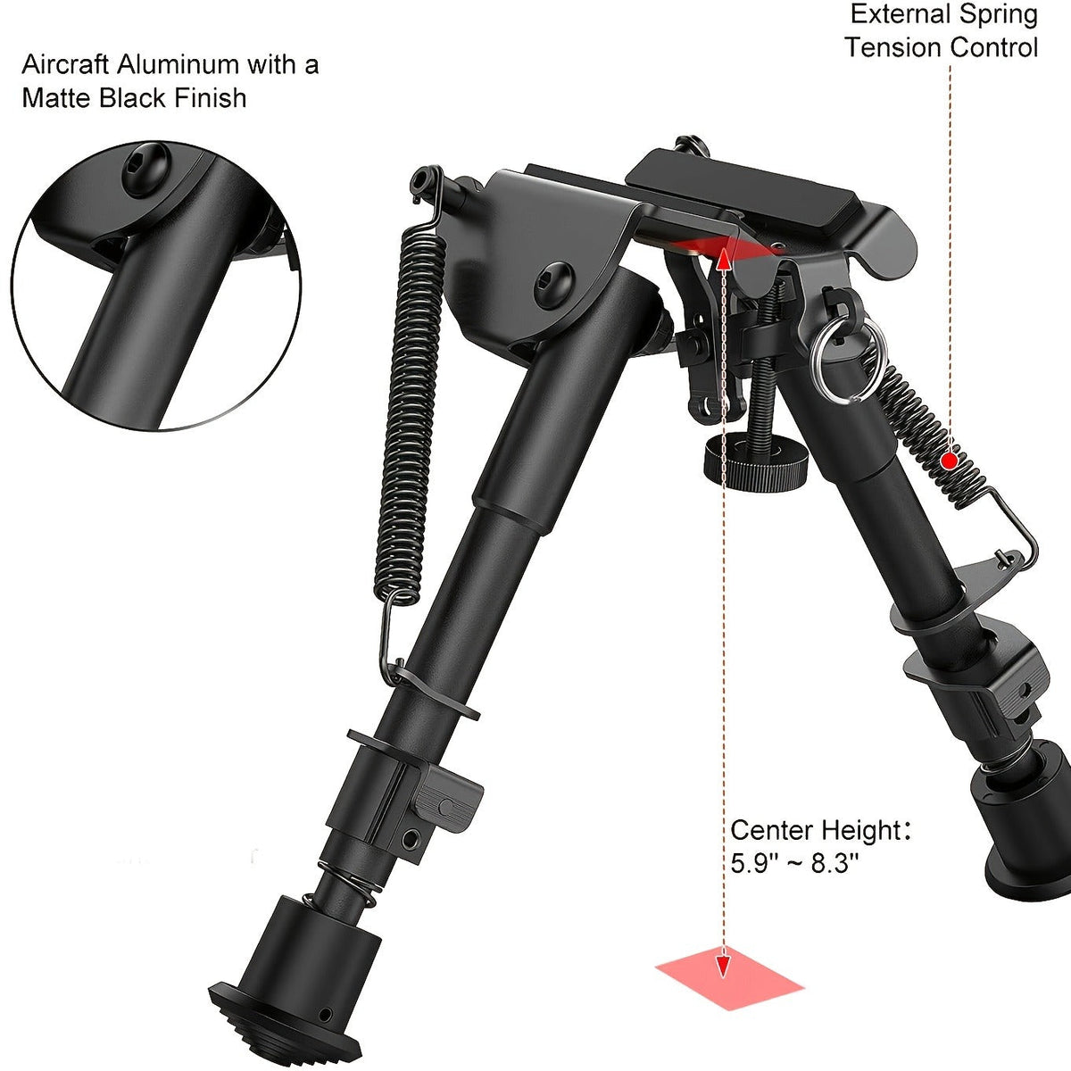 Adjustable 6-9 Inch Spring Return Legs, M-LOK Compatible, Collapsible Shooting Support for Hunting & Range – Aluminum Alloy Tactical Rifle Bipod - product image 5