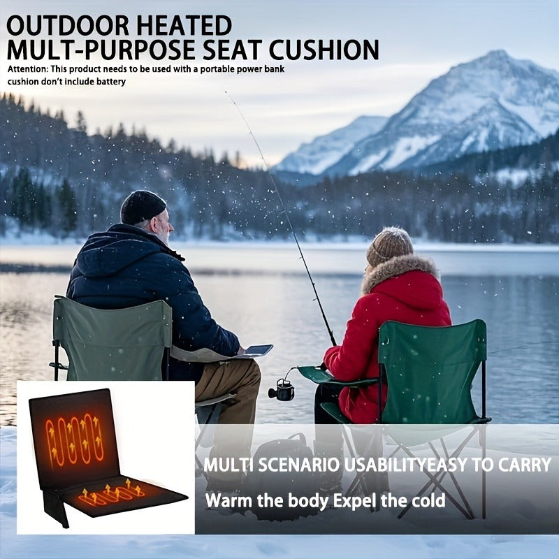USB Heated Seat Cushion Foldable Heating Pad with 3 Adjustable Heat Modes – Travel-friendly Electric Warming Cushion for Stadium, Camping, Office & Outdoor Use, Available in 1pc & 2pcs (USB Power, No Battery)