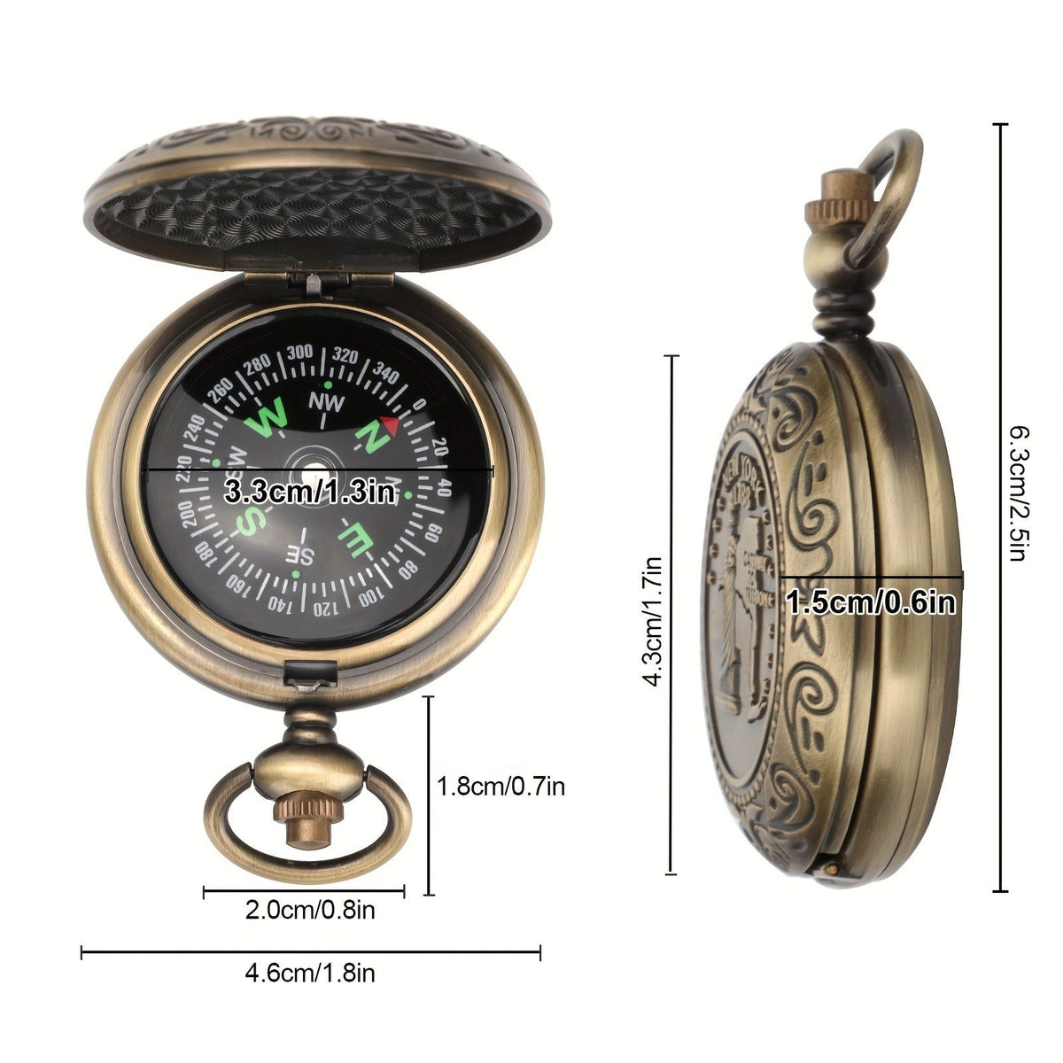 Space-saving Outdoor Navigation Tool for Hiking, Camping, Mountaineering & Adventures, Christmas Gift for Outdoor Enthusiasts | Vintage Pocket Compass Luminous - product image 4