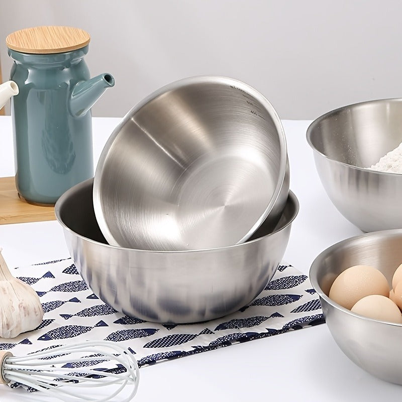 Stainless Steel Mixing Bowls Set of 3 – Dishwasher Safe, Long-lasting Metal Bowls – Nesting Kitchen Bowls for Cooking, Baking, Salad Prep & Food Storage