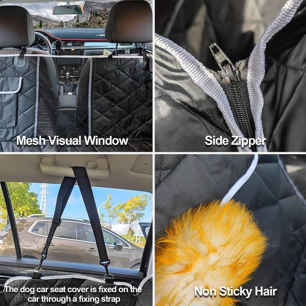 Dog Car Seat Cover Pet Hammock Waterproof Scratchproof Non-Slip Back Seat Protector with Mesh Windows & Storage Pockets | Sturdy Nylon Pet Travel Accessory - product image 4