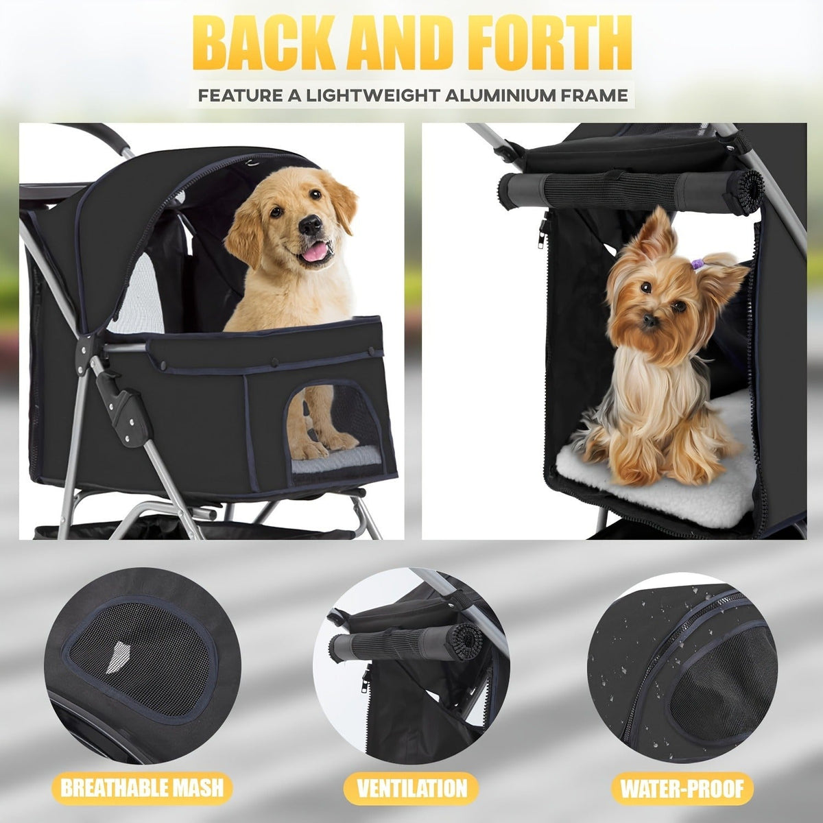 4-Wheel Pet Stroller with Cup Holder & Storage Basket – Carry-along Breathable Cat Dog Stroller, Smooth-Rolling Outdoor Pram for Small Medium Pets, Collapsible - product image 8