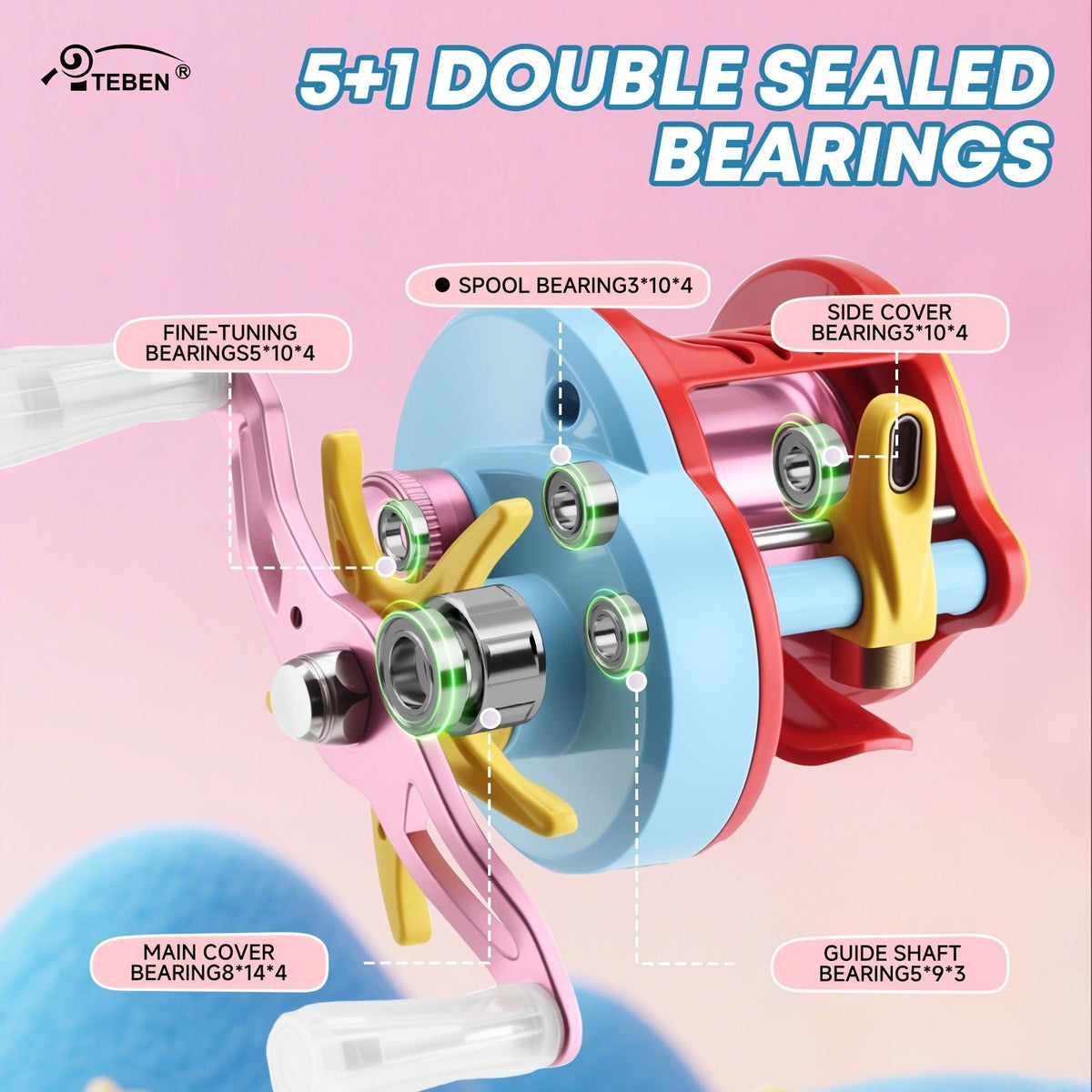 7.2:1 Gear Ratio, 5+1 Metal Bearings, Drag Alarm, Left/Right Hand, Saltwater Freshwater Fishing – Baitcasting Reel with DC & Magnetic Brake System