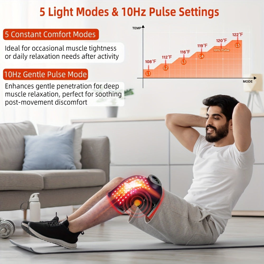 660nm & 850nm Infrared Light, 3 Massage Levels, 5 Light Modes, Joint Pain Relief & Muscle Recovery for Knee Elbow Shoulder with Extension Band – Red Light - product image 7