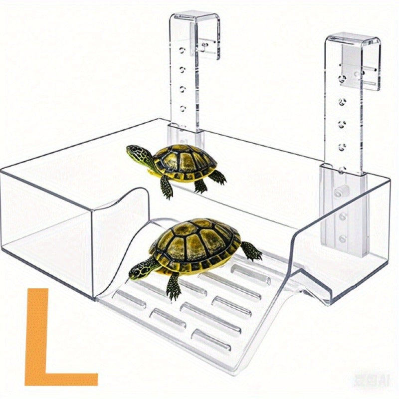 Turtle Basking Platform Acrylic Floating Island | Adjustable Height Climbing Dock with Integrated Ladder | Transparent Perforated Design, Non-Toxic, S/M/L - product image 3