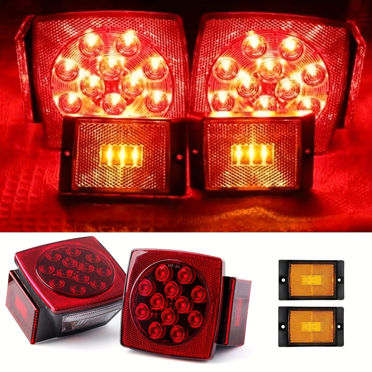 Utility Trailer Lights for Boat, RV & Truck Under 80", Complete Wiring Harness, License Plate Bracket, Corrosion-Resistant Tail & Turn Signal Lights | LED - product image 4