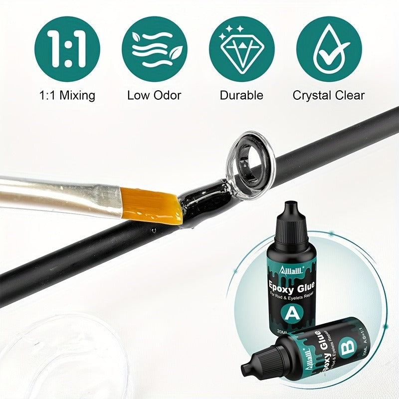 Fishing Rod Repair Kit with Top Rings Guides AB Epoxy Glue Winding Line Textured Paper Complete Rod Break Fix Set Iron Rod Guides Replacement Supplies FRT-02 - product image 6