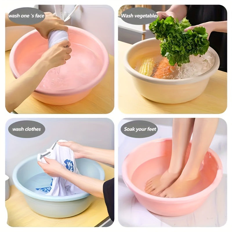 Plastic Wash Basin 12 Quart Stackable Round Tub | Portable Household Washing Bowl for Kitchen, Camping, Face Washing, Fruit & Vegetable Cleaning, Dish Washing & Bottle Rinsing, 4 Colors, Small to Oversized