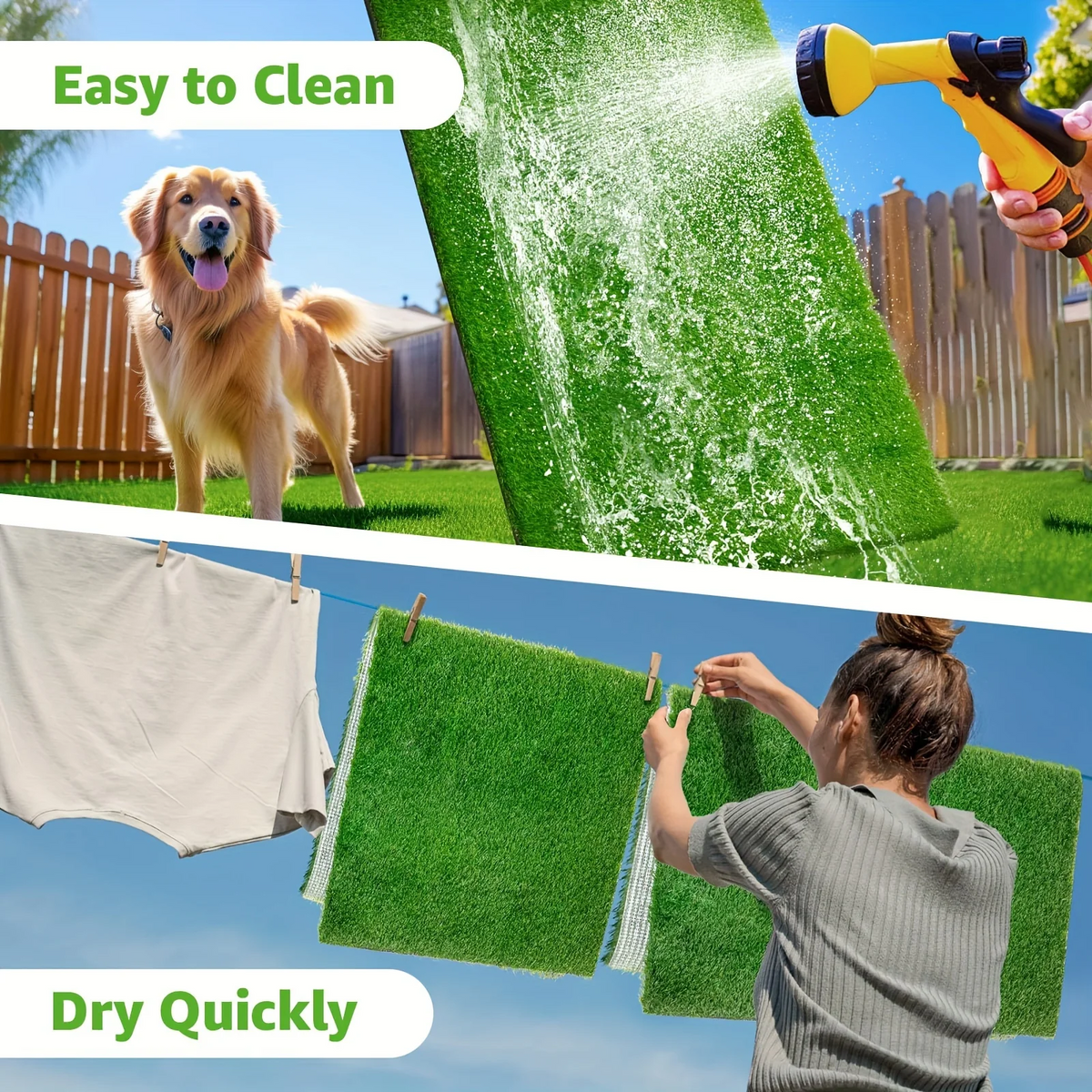 Dog Potty Training Grass Mat | 2 Pack Washable Artificial Turf Pad with Odor Control & Drainage, Reusable Indoor Outdoor Pet Pee Mat for Puppies & Adult Dogs - product image 5