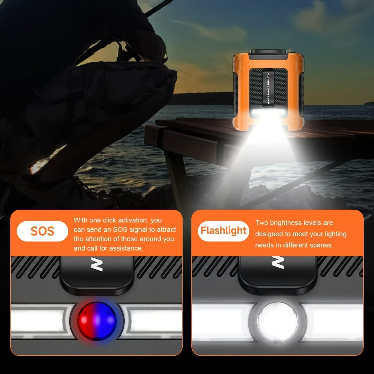 Wearable Neck Fan Rechargeable 10000mAh | 5-in-1 Carry-along USB Fan 22000RPM Brushless Motor | LED Power Indicator | 5 Wind Speeds | Built-in Flashlight - product image 8