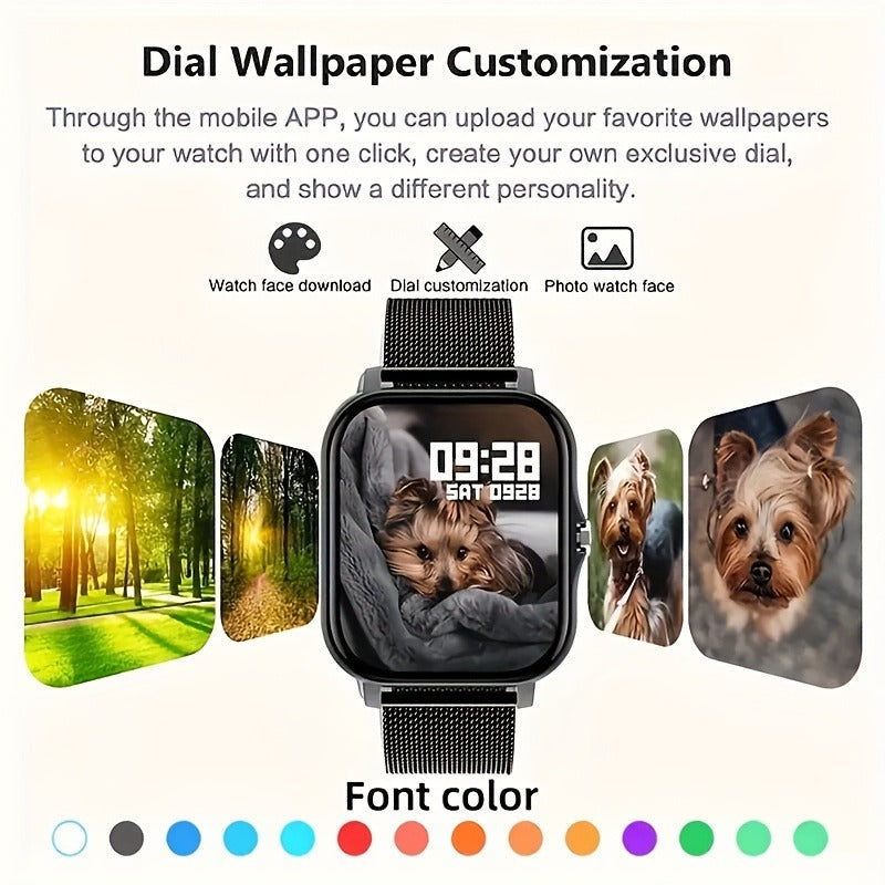 Fitness Tracker Watch Compatible with Android & iPhone for Men and Women, Dual Strap – Bluetooth Calling Smartwatch with 1.83" Full Touch Screen, Multiple Sport Modes, Music Control & Sedentary Reminder